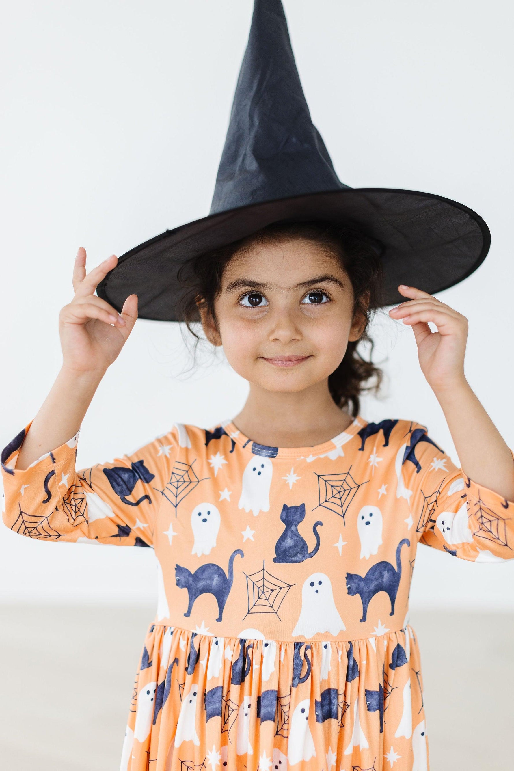 Spooky Kitty 3/4 Sleeve Pocket Twirl Dress - Image 3