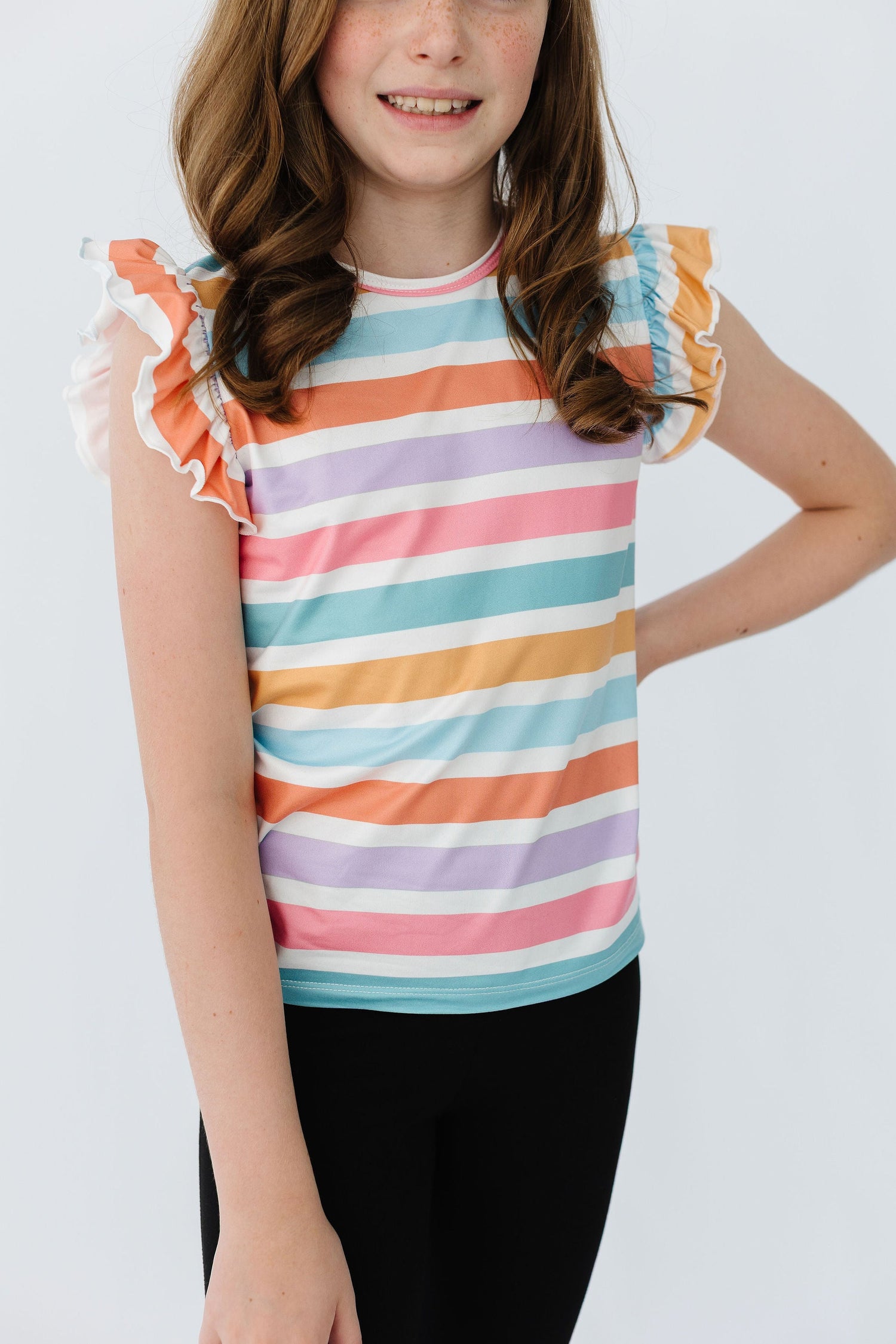 Spring Stripes S/S Ruffle Tee