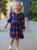 Rylee Faith Designs - Fall Plaid Girl Dress Petal Collar Puff Sleeve Long Sleeve