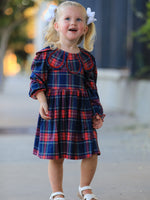 Rylee Faith Designs - Fall Plaid Girl Dress Petal Collar Puff Sleeve Long Sleeve - alternate view 2