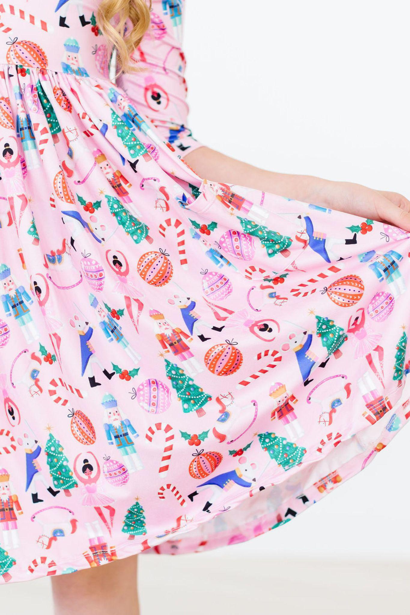 Sugarplum Fairy 3/4 Sleeve Pocket Twirl Dress - Image 2
