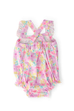 Summer Watercolor Ruffle Cross Back Romper - Image 2