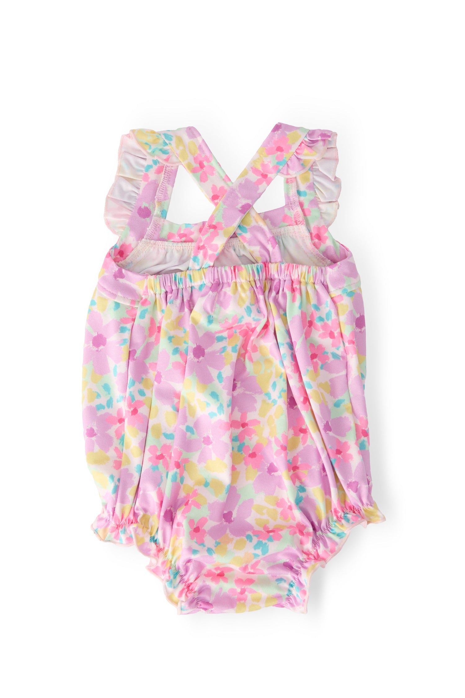 Summer Watercolor Ruffle Cross Back Romper - Image 2