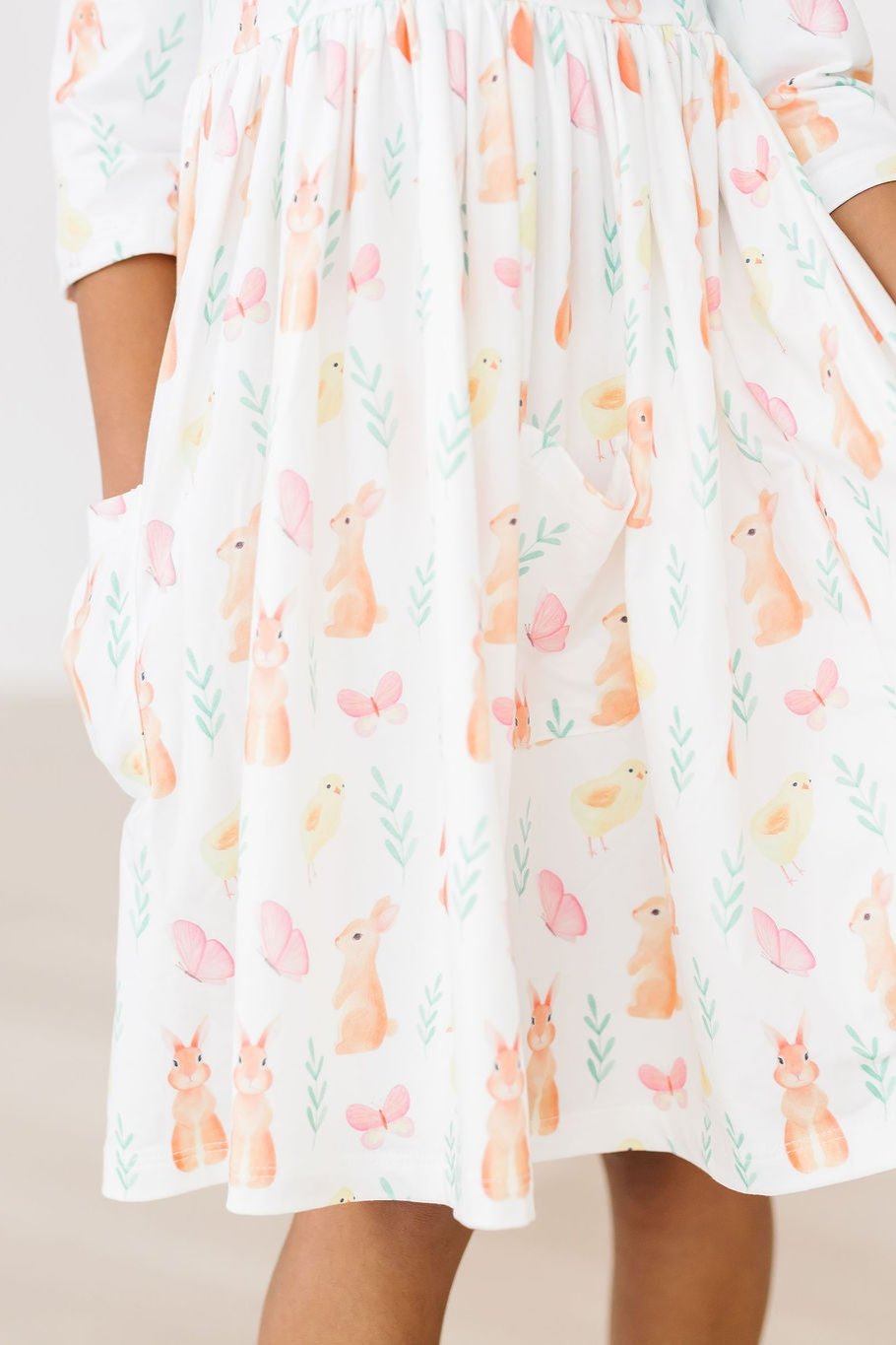Sunny Bunnies 3/4 Sleeve Pocket Twirl Dress - Image 4