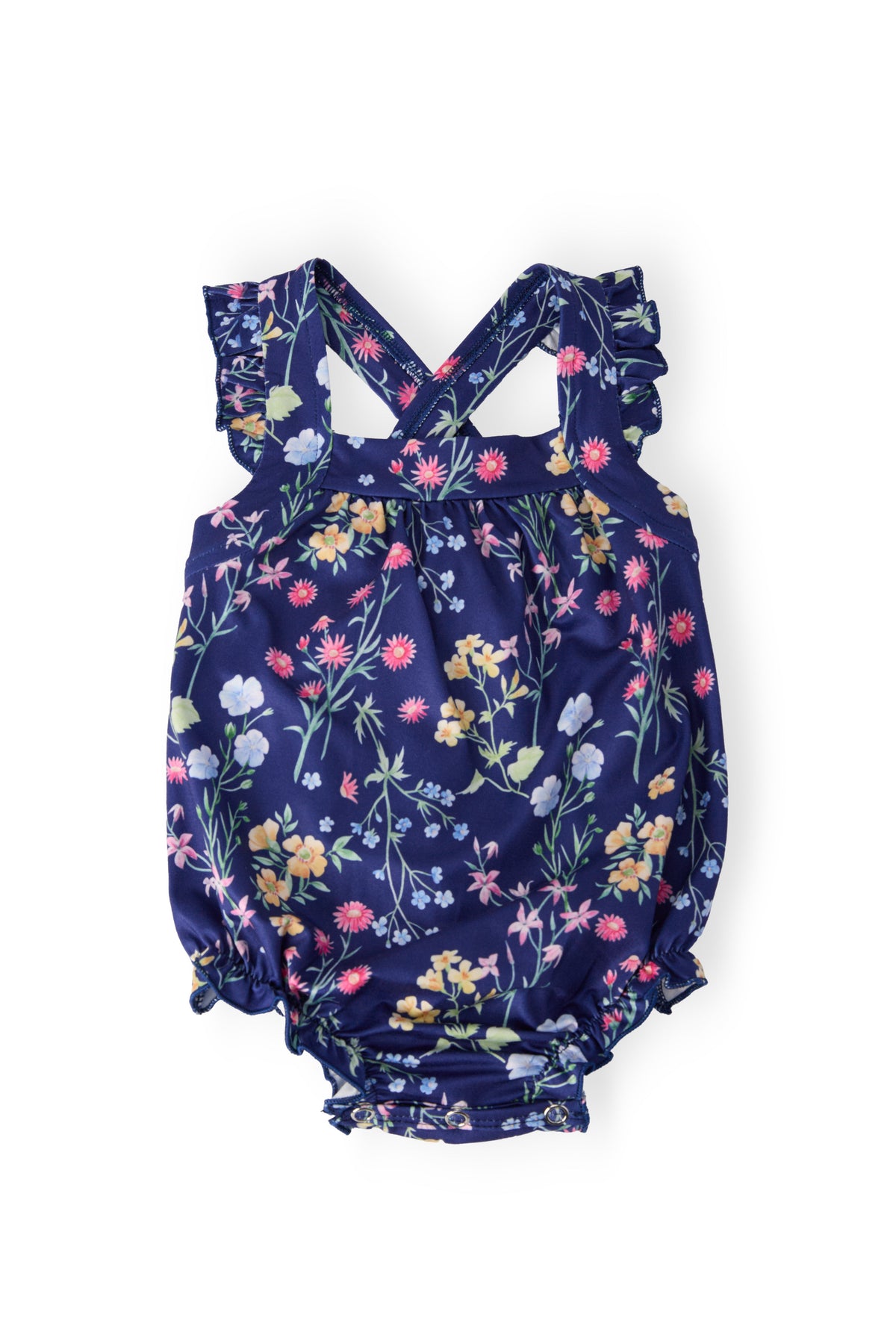 Sunny Meadow Ruffle Cross Back Romper