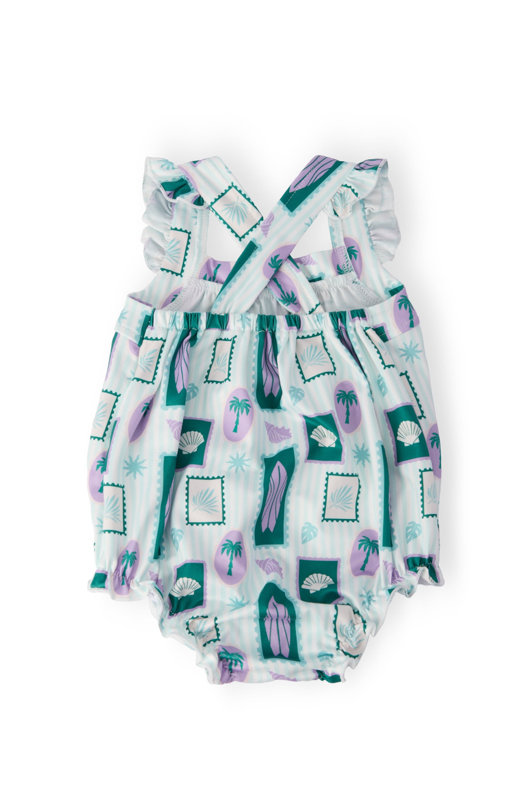 Surfer Girl Ruffle Cross Back Romper - Image 2