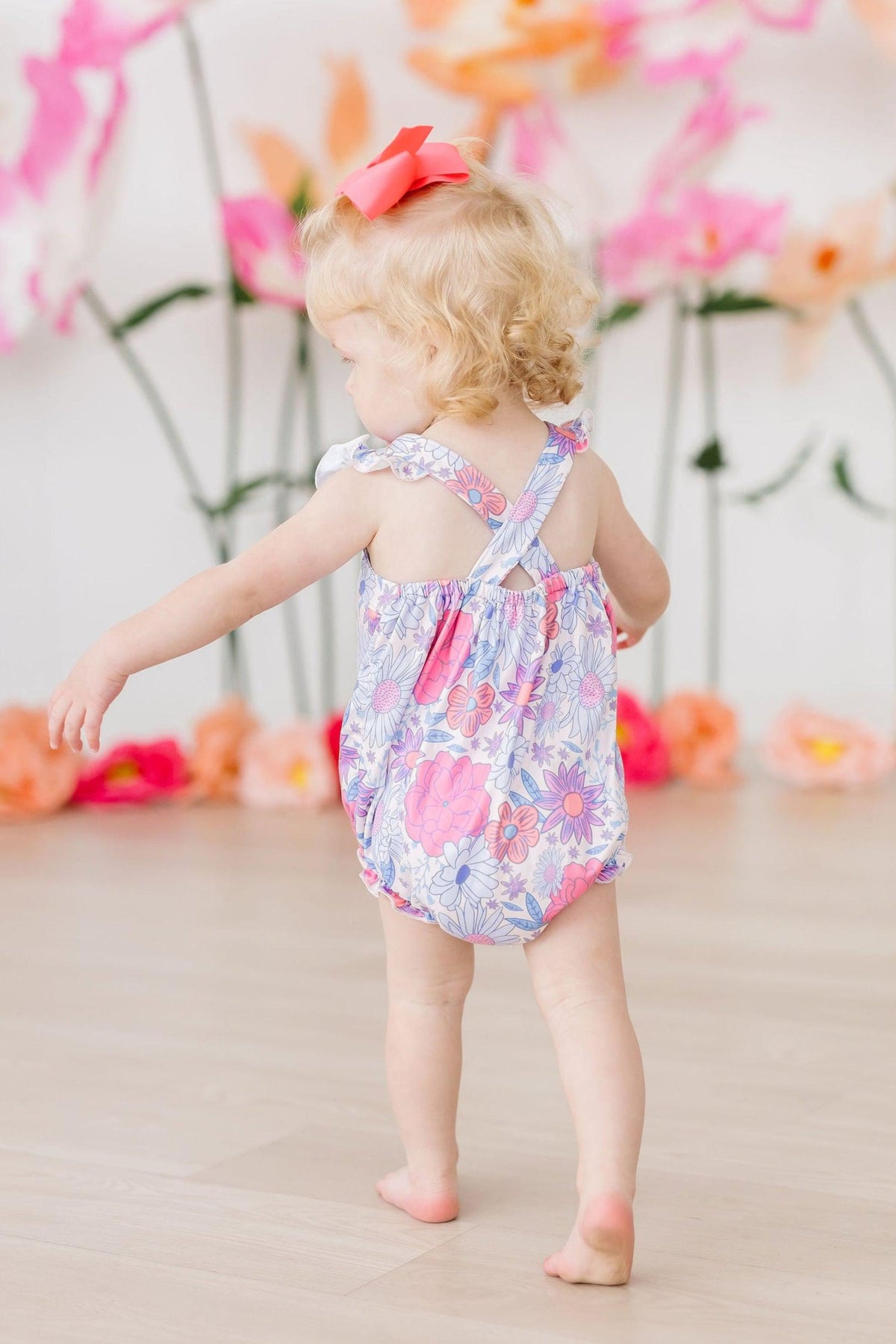 Sweet Springtime Ruffle Cross Back Romper - Image 4