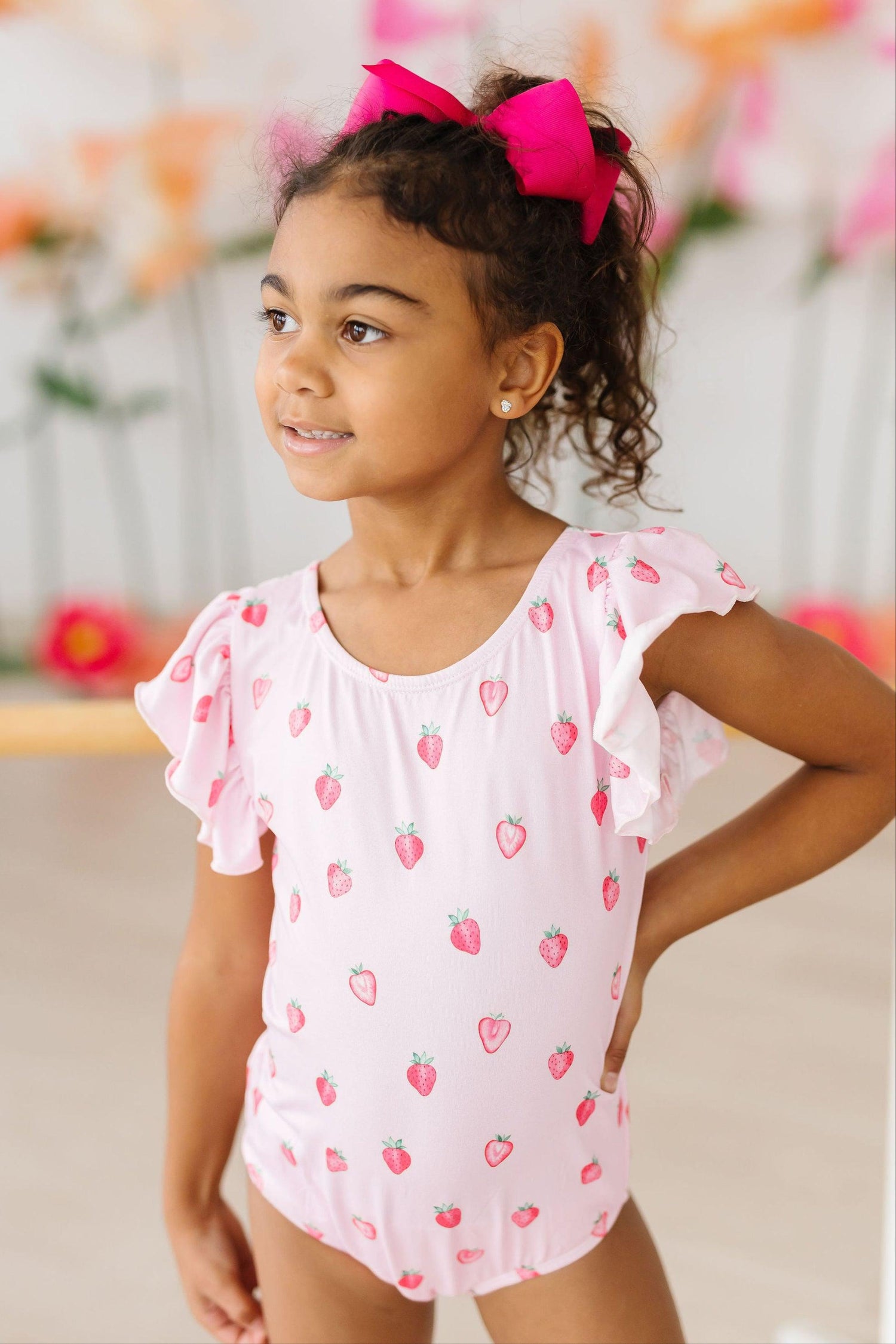 Sweet Strawberries S/S Flutter Sleeve Leotard - Image 3