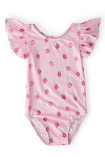 Sweet Strawberries S/S Flutter Sleeve Leotard