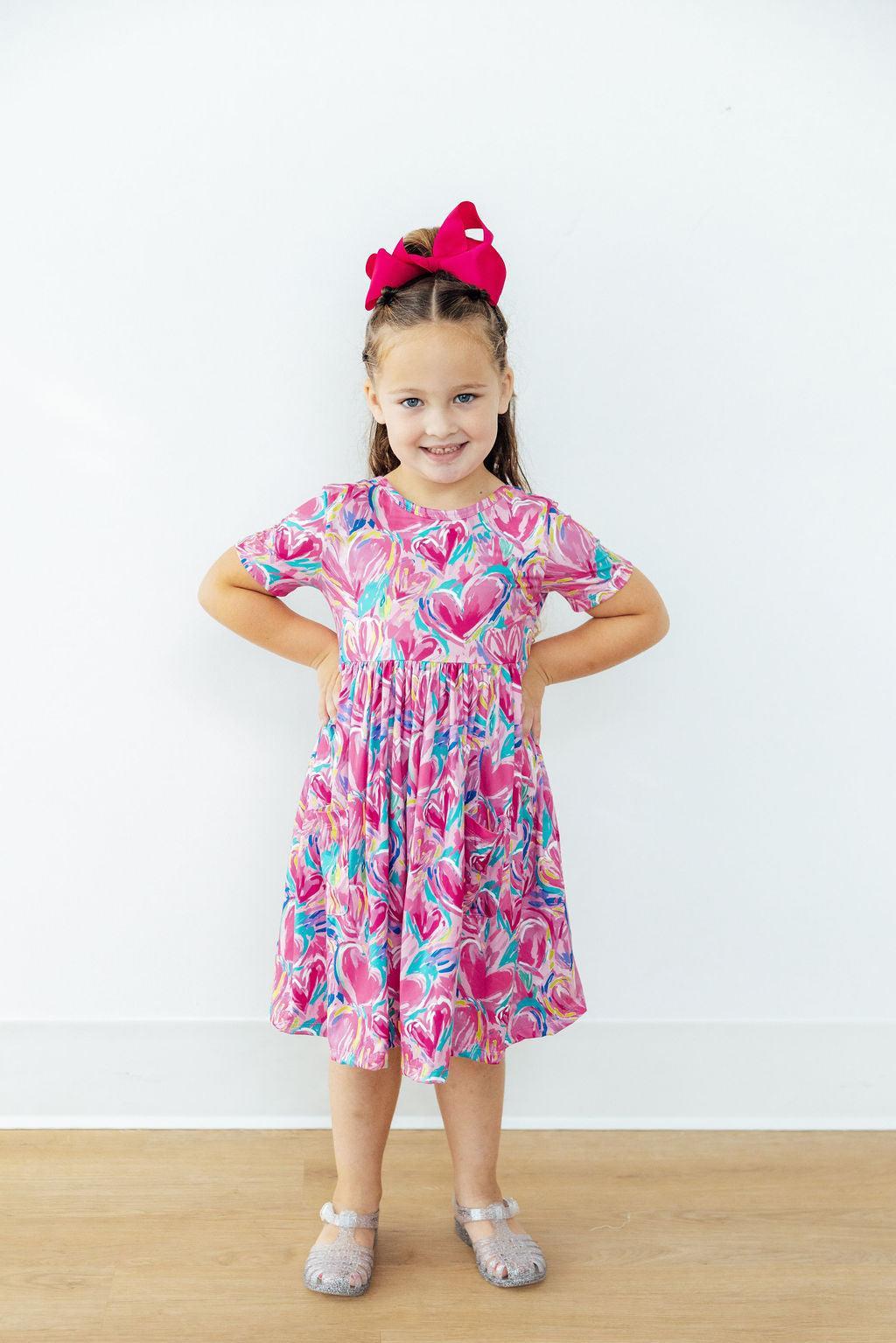 Sweetheart Scribble S/S Pocket Twirl Dress - Image 3