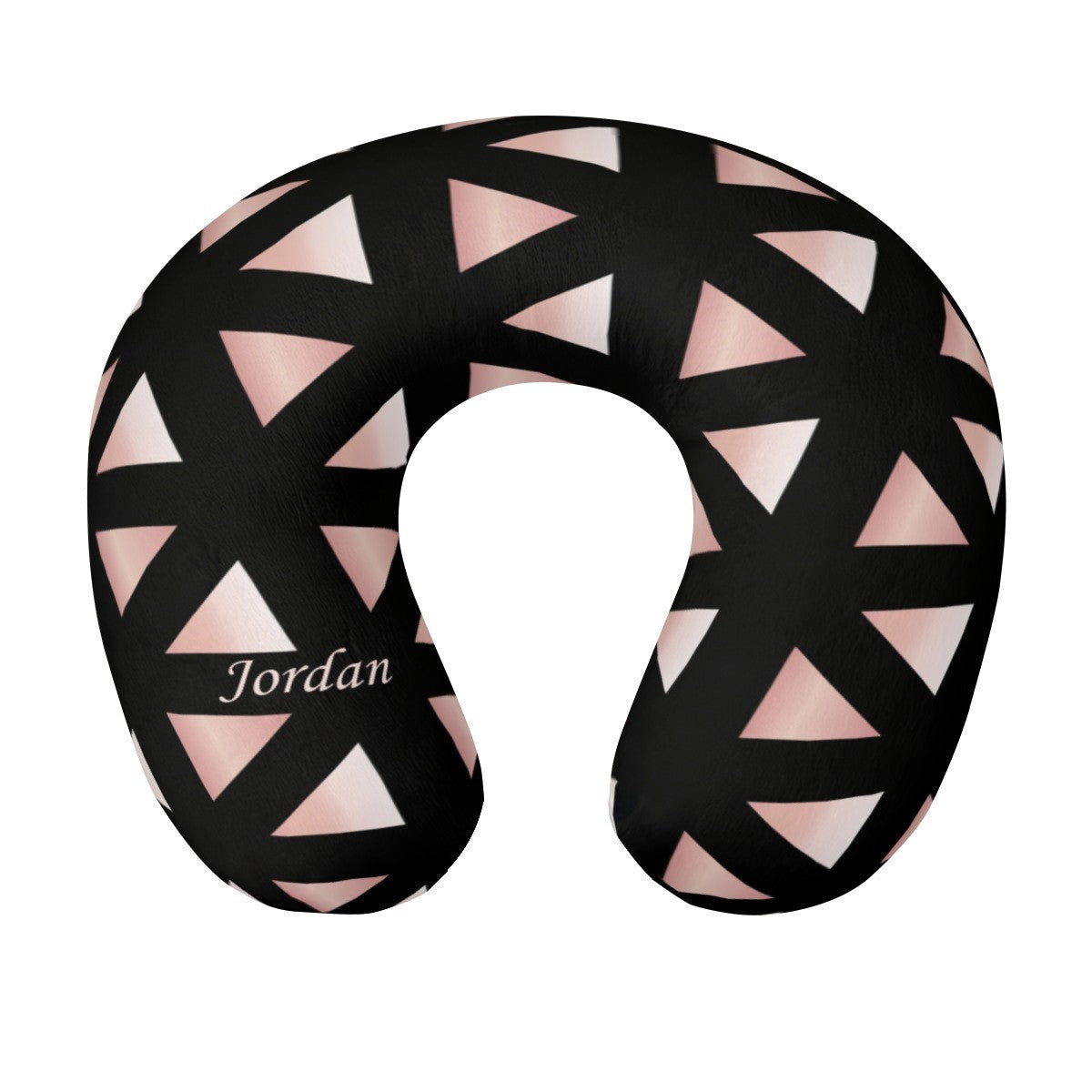 Personalized Geometric Triangle Travel Neck Pillow with Name | Memory Foam, Detachable Washable Cover | Custom Gift for Teens