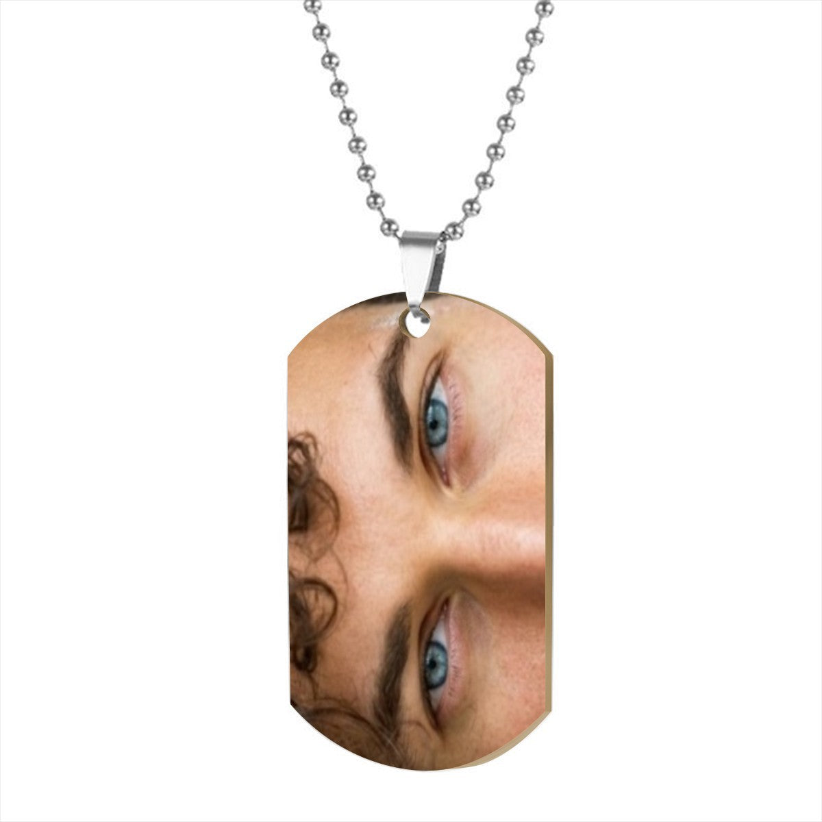 Custom Double-Sided Eye Photo Dog Tag Necklace - His Eyes and Her Eyes on a Ball Chain - Personalized Couples and Memorial Keepsake Gift
