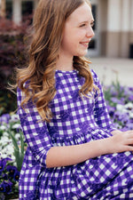 TCU Plaid Frog 3/4 Sleeve Pocket Twirl Dress - Image 8