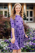 TCU Plaid Frog 3/4 Sleeve Pocket Twirl Dress - Image 9