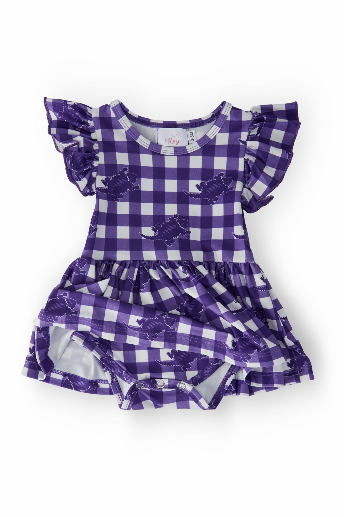 TCU Plaid Frog Flutter Twirl Bodysuit - Image 2
