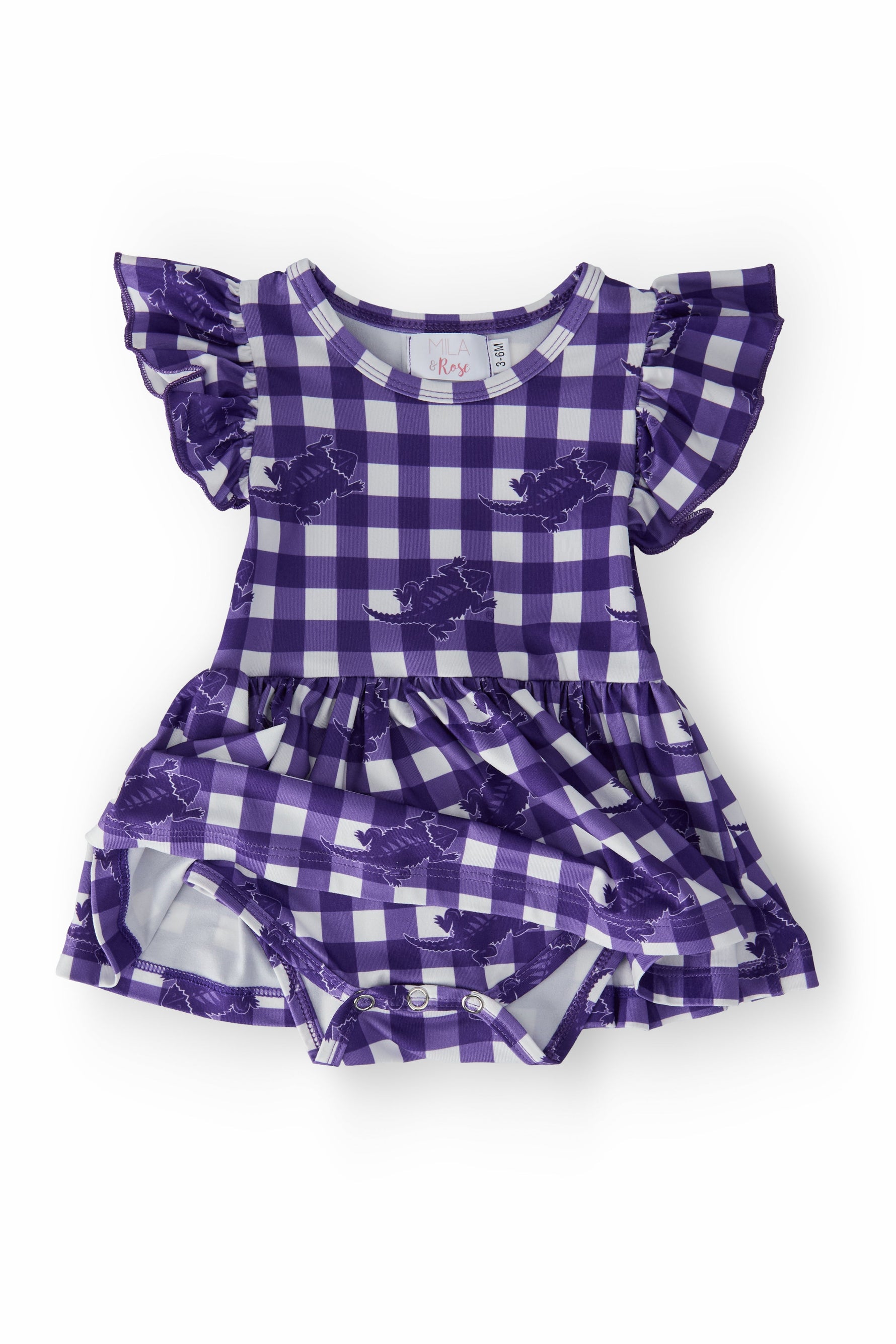 TCU Plaid Frog Flutter Twirl Bodysuit - Image 2