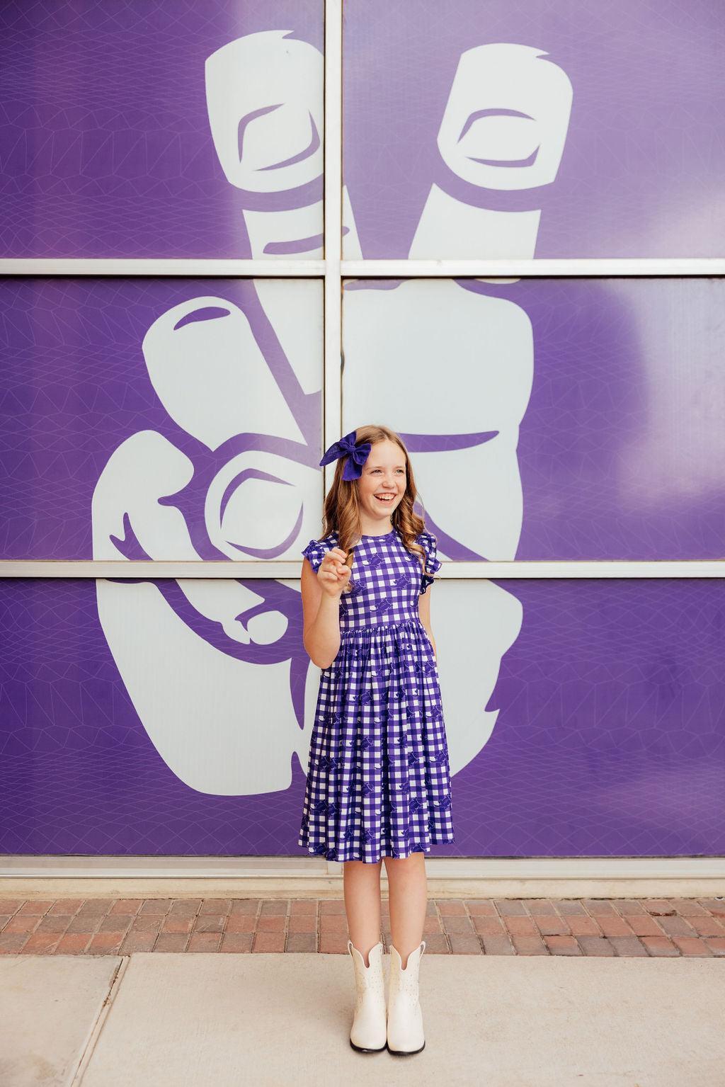 TCU Plaid Frog Flutter Twirl Dress - Image 8