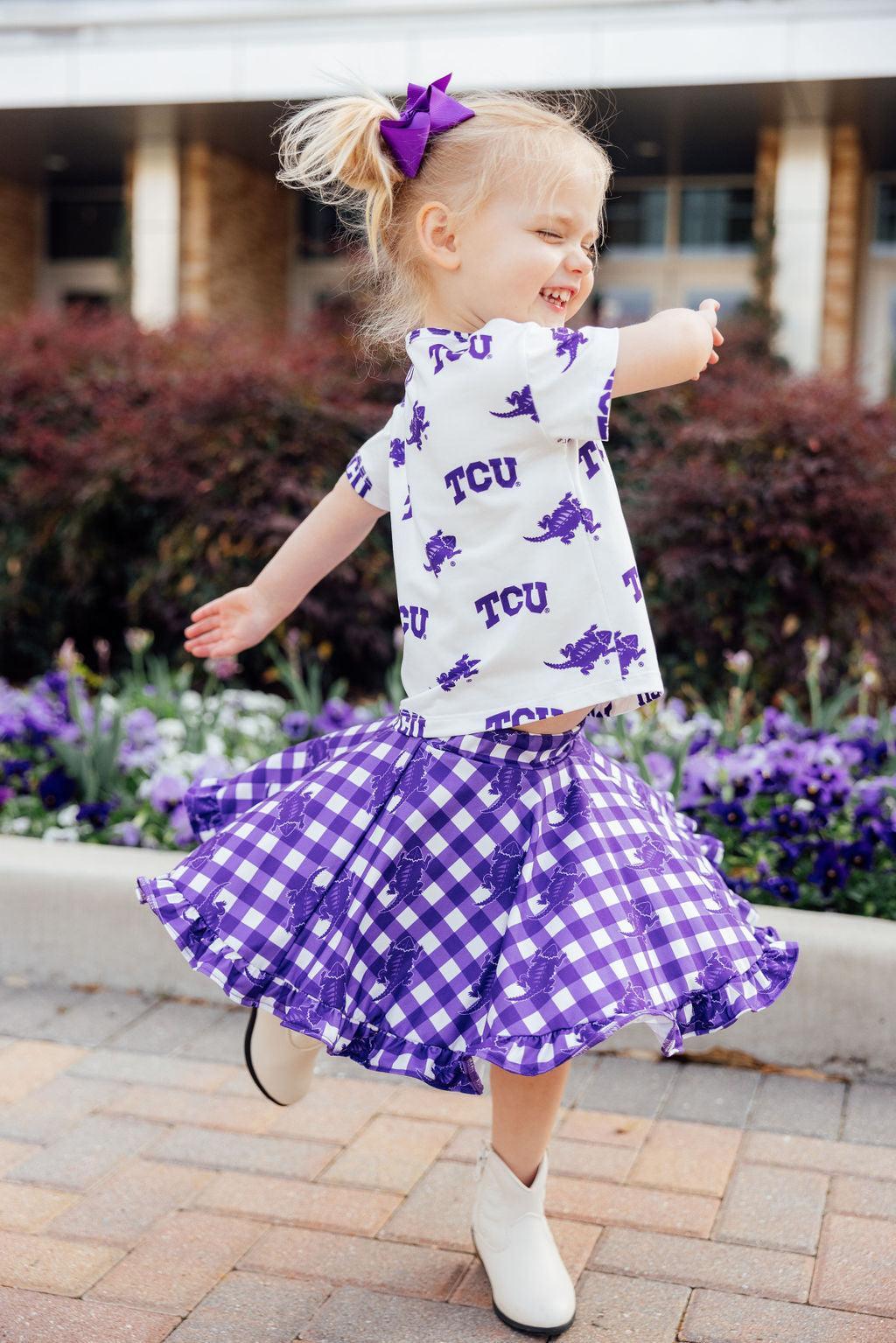TCU Plaid Frog Ruffle Twirl Skort - Image 4