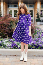 TCU Purple Frog 3/4 Sleeve Pocket Twirl Dress - Image 6