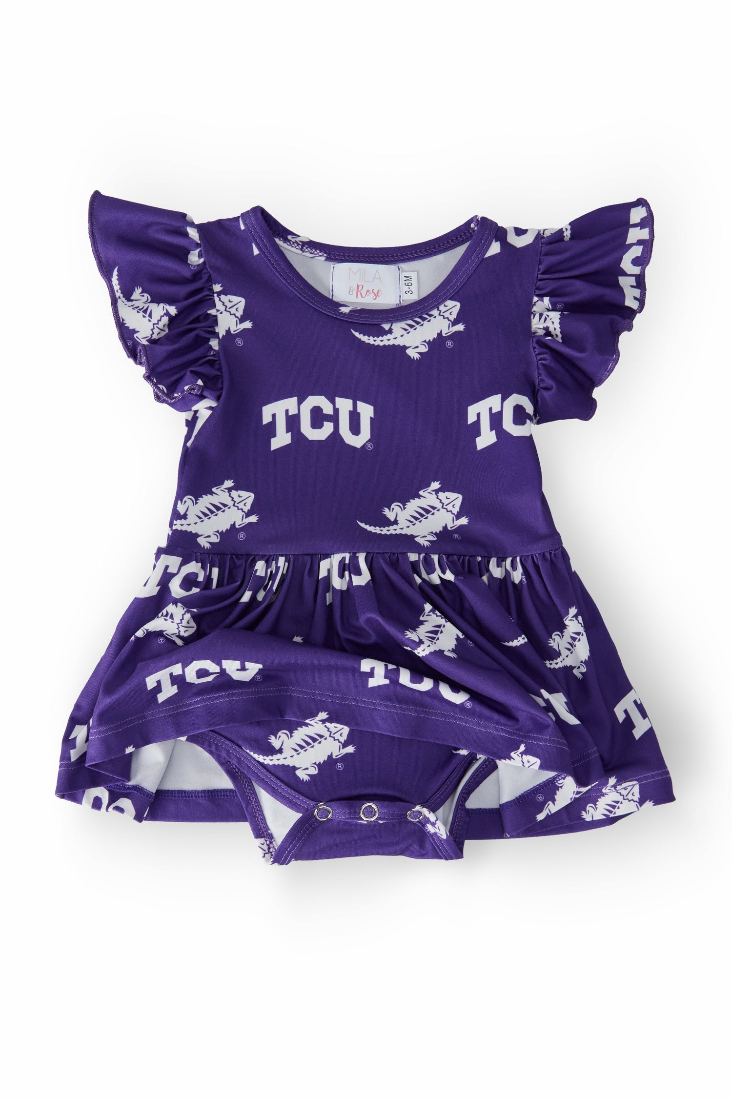 TCU Purple Frog Flutter Twirl Bodysuit - Image 2