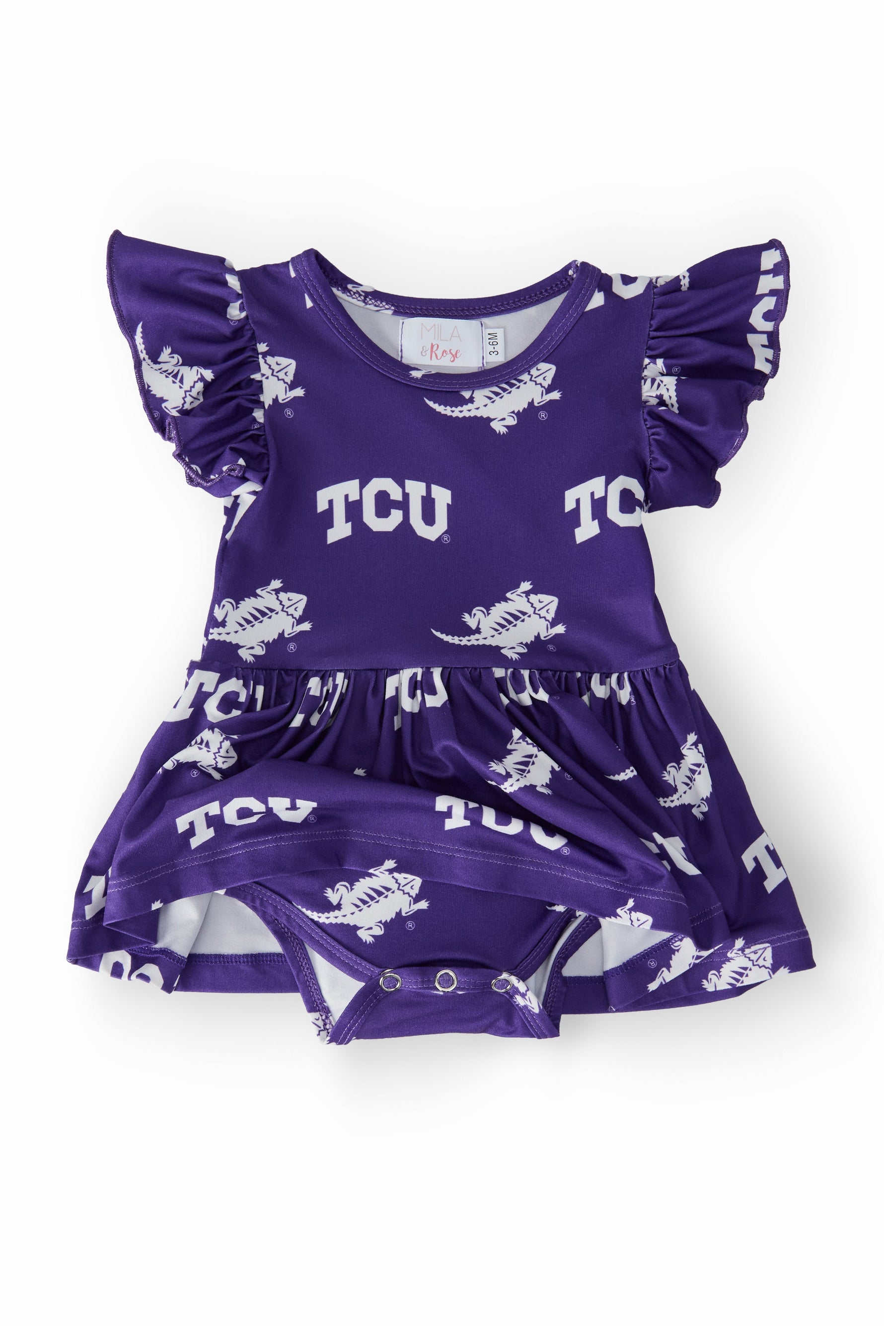 TCU Purple Frog Flutter Twirl Bodysuit - Image 2