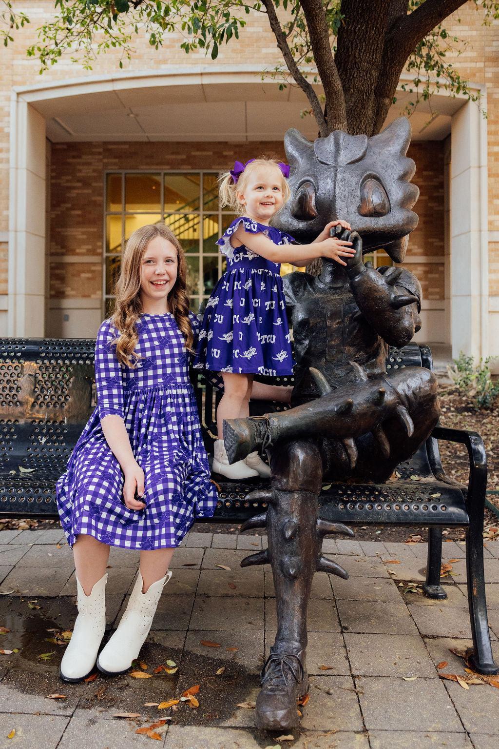 TCU Purple Frog Flutter Twirl Dress - Image 4