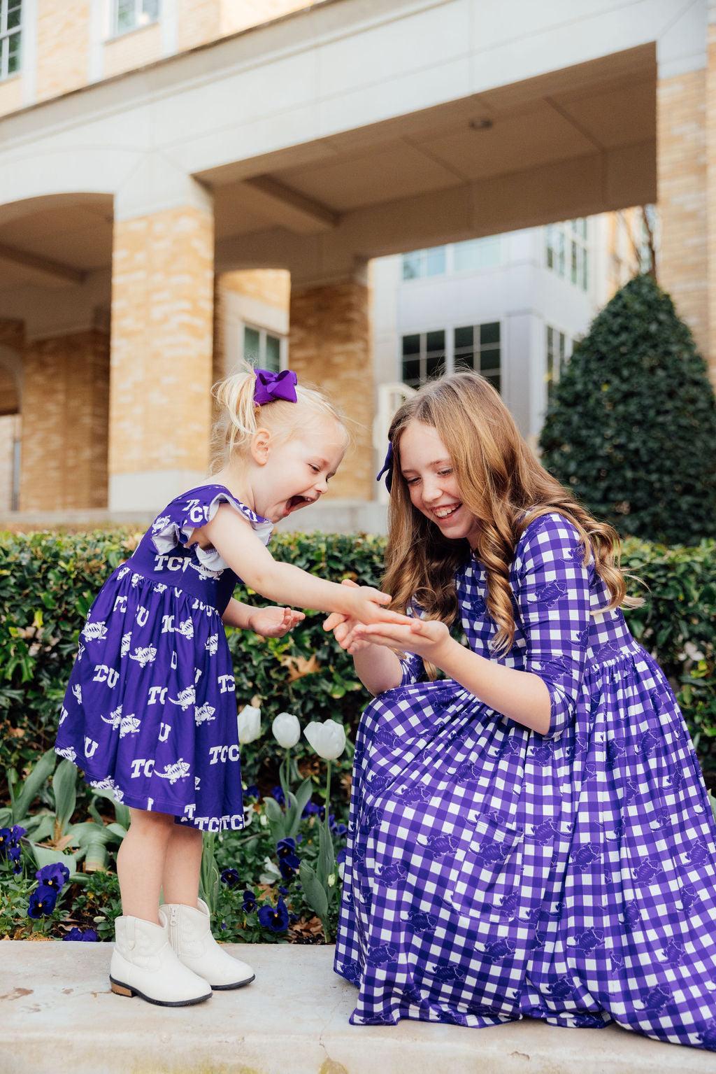 TCU Purple Frog Flutter Twirl Dress - Image 6