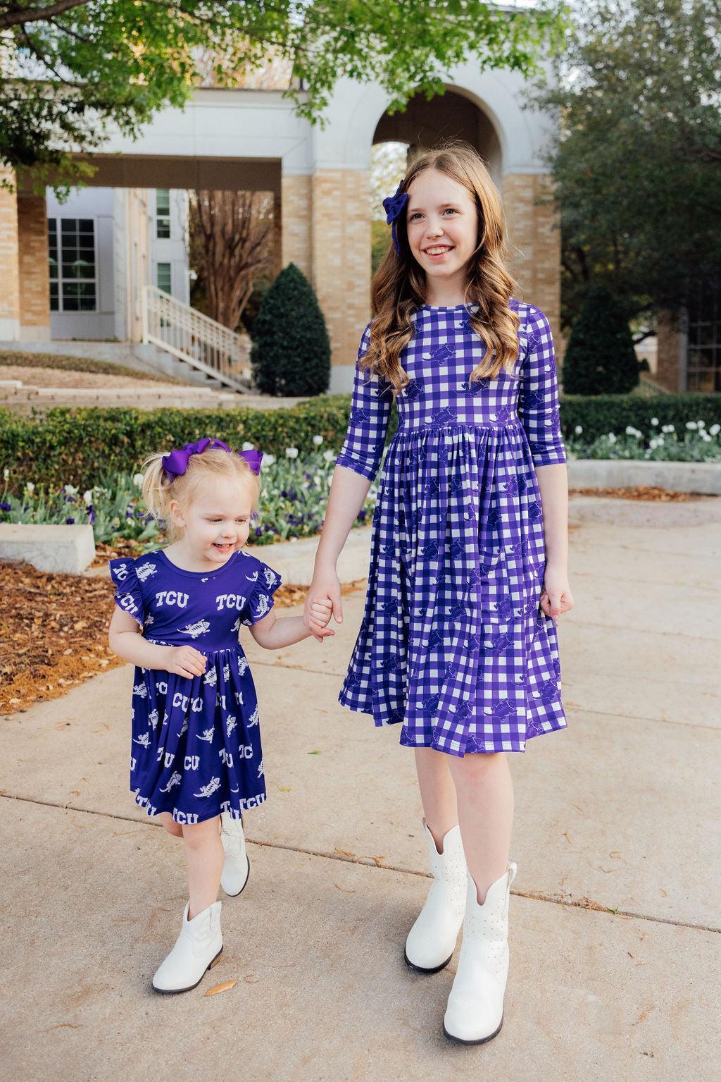 TCU Purple Frog Flutter Twirl Dress - Image 8
