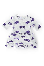 TCU White Frog 3/4 Sleeve Twirl Bodysuit - Image 2
