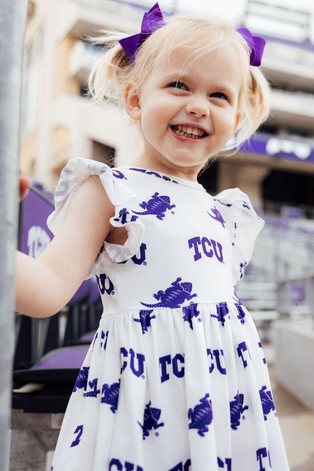 TCU White Frog Flutter Twirl Dress - Image 3
