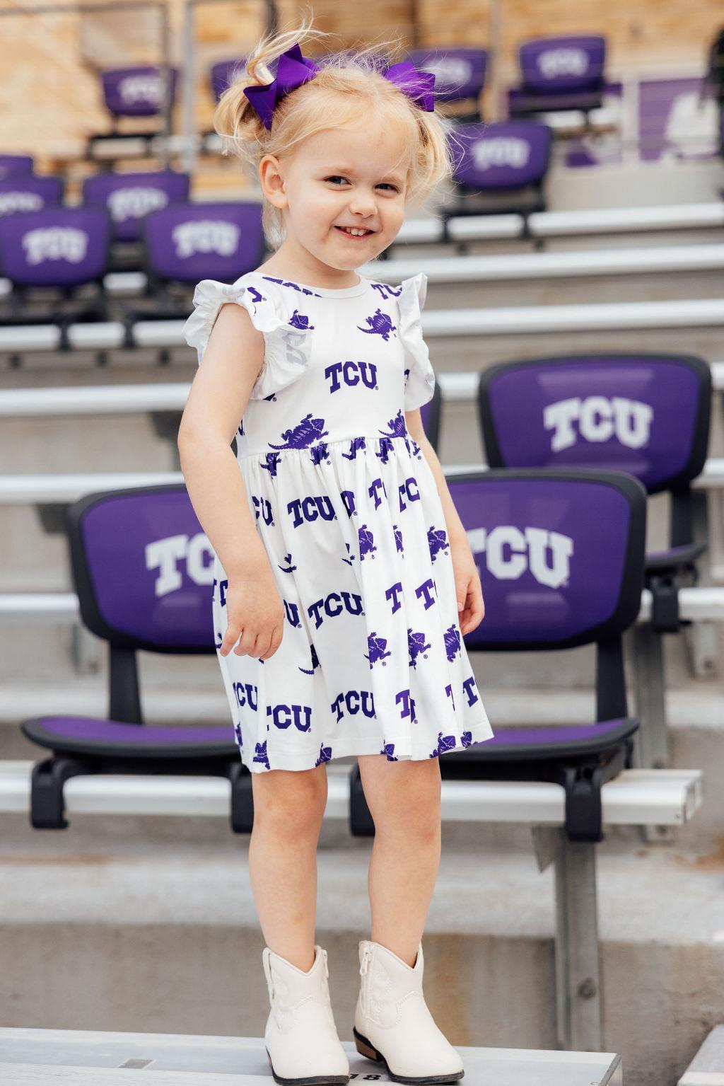 TCU White Frog Flutter Twirl Dress - Image 4