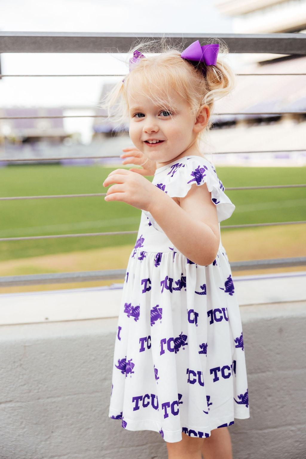 TCU White Frog Flutter Twirl Dress - Image 5