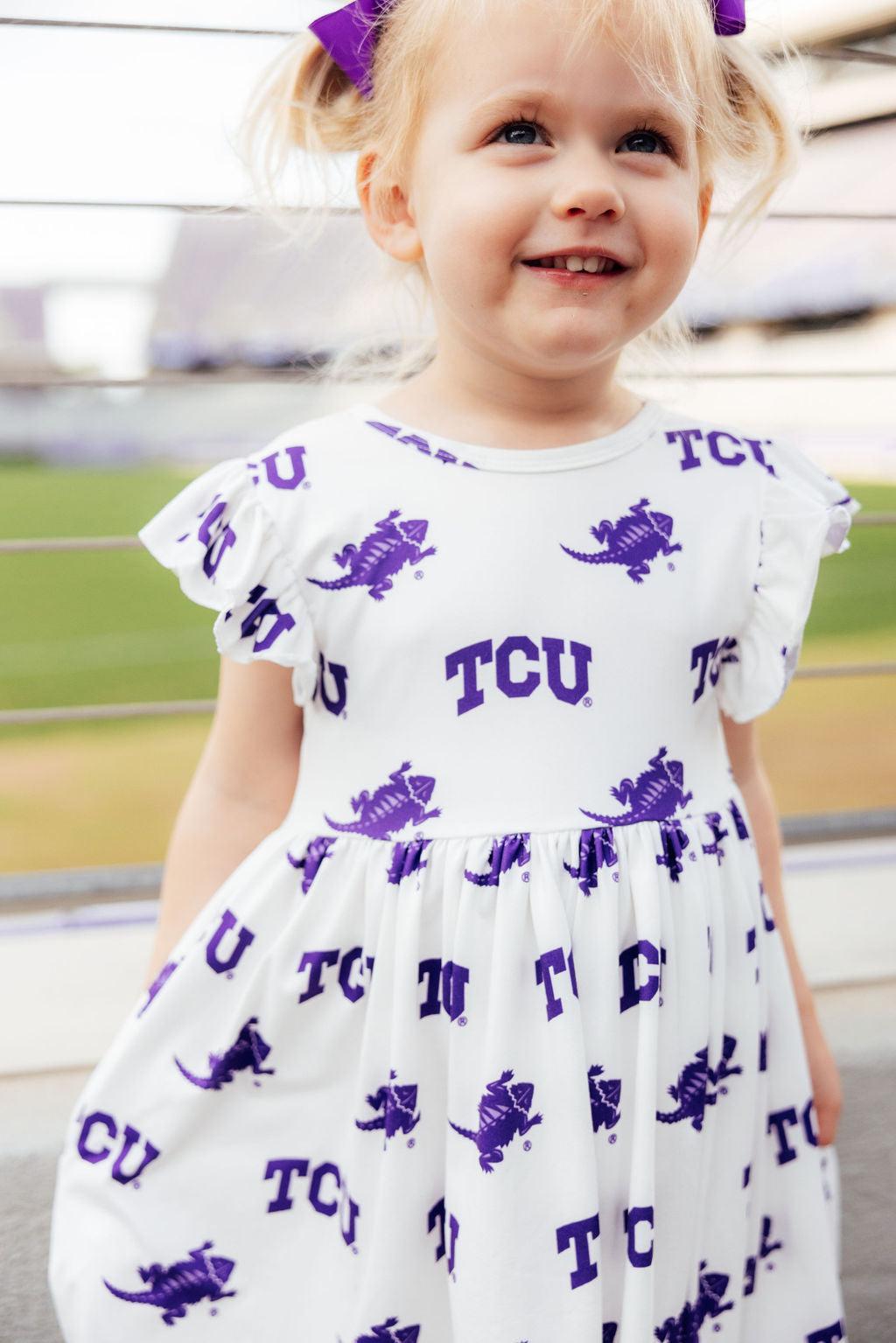 TCU White Frog Flutter Twirl Dress - Image 7