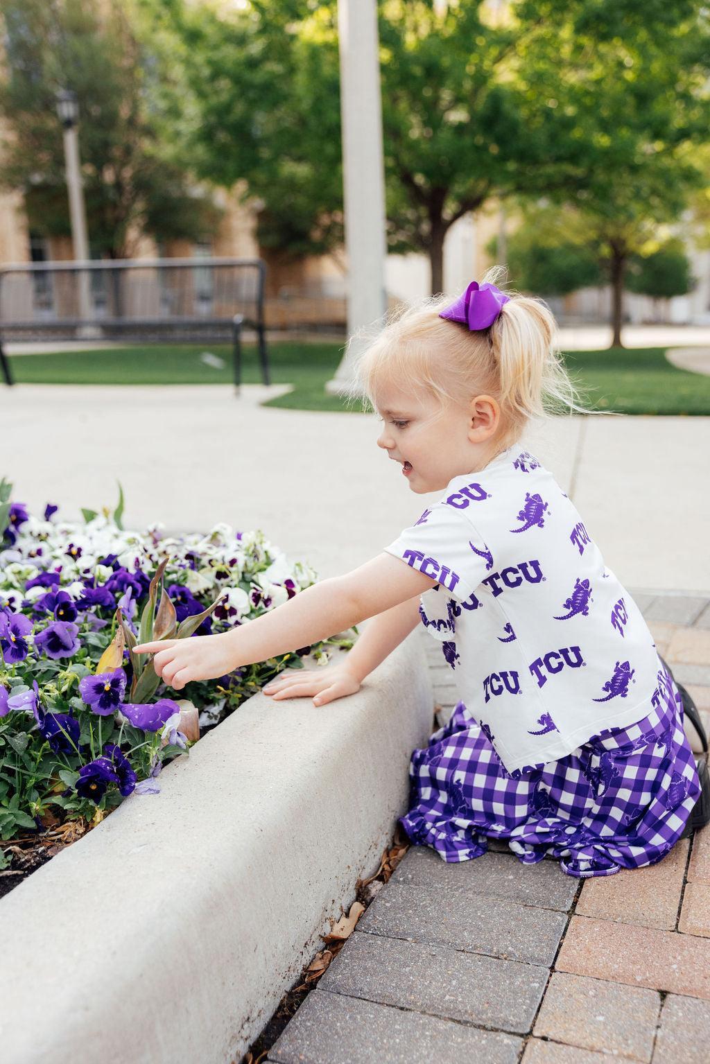 TCU White Frog Ruffle Pocket Tee - Image 5