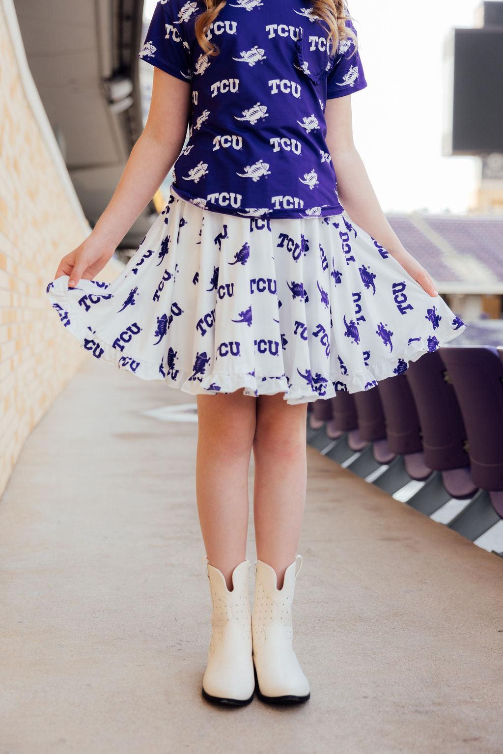 TCU White Frog Ruffle Twirl Skort - Image 2