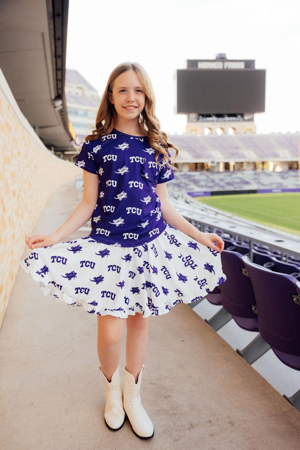 TCU White Frog Ruffle Twirl Skort - Image 4
