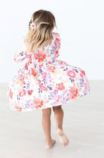 Tangerine Leaves 3/4 Sleeve Ruffle Twirl Dress - Image 4