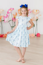 Texas Bluebonnets Flutter Sleeve Twirl Dress - Image 3