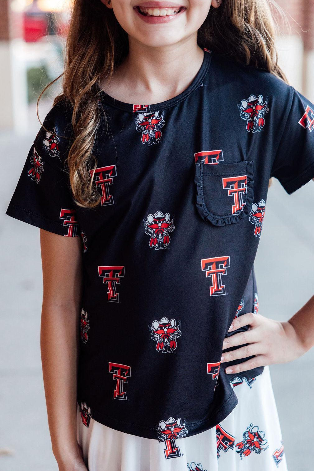 Texas Tech Black Raider Red Ruffle Pocket Tee - Image 4