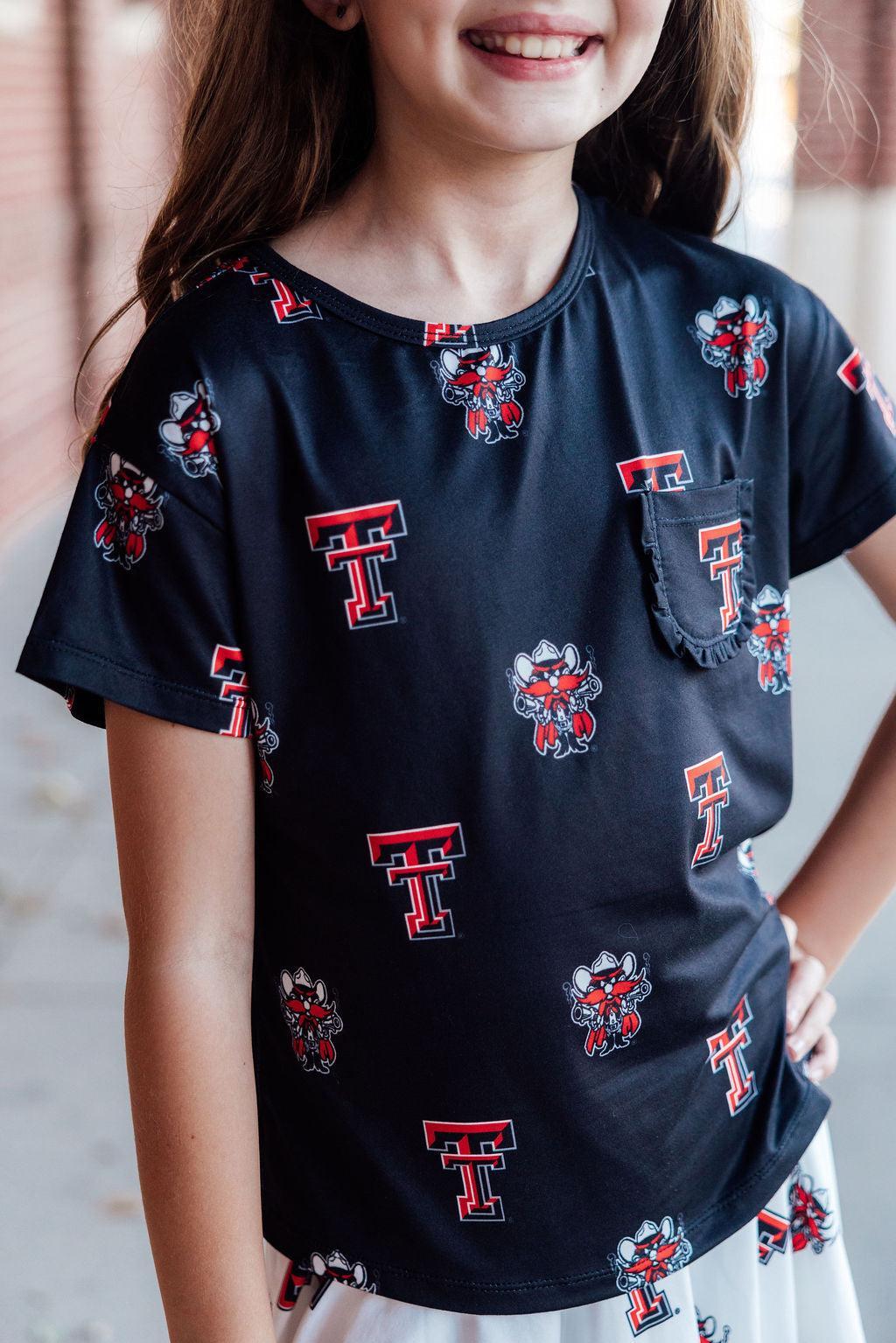 Texas Tech Black Raider Red Ruffle Pocket Tee - Image 2