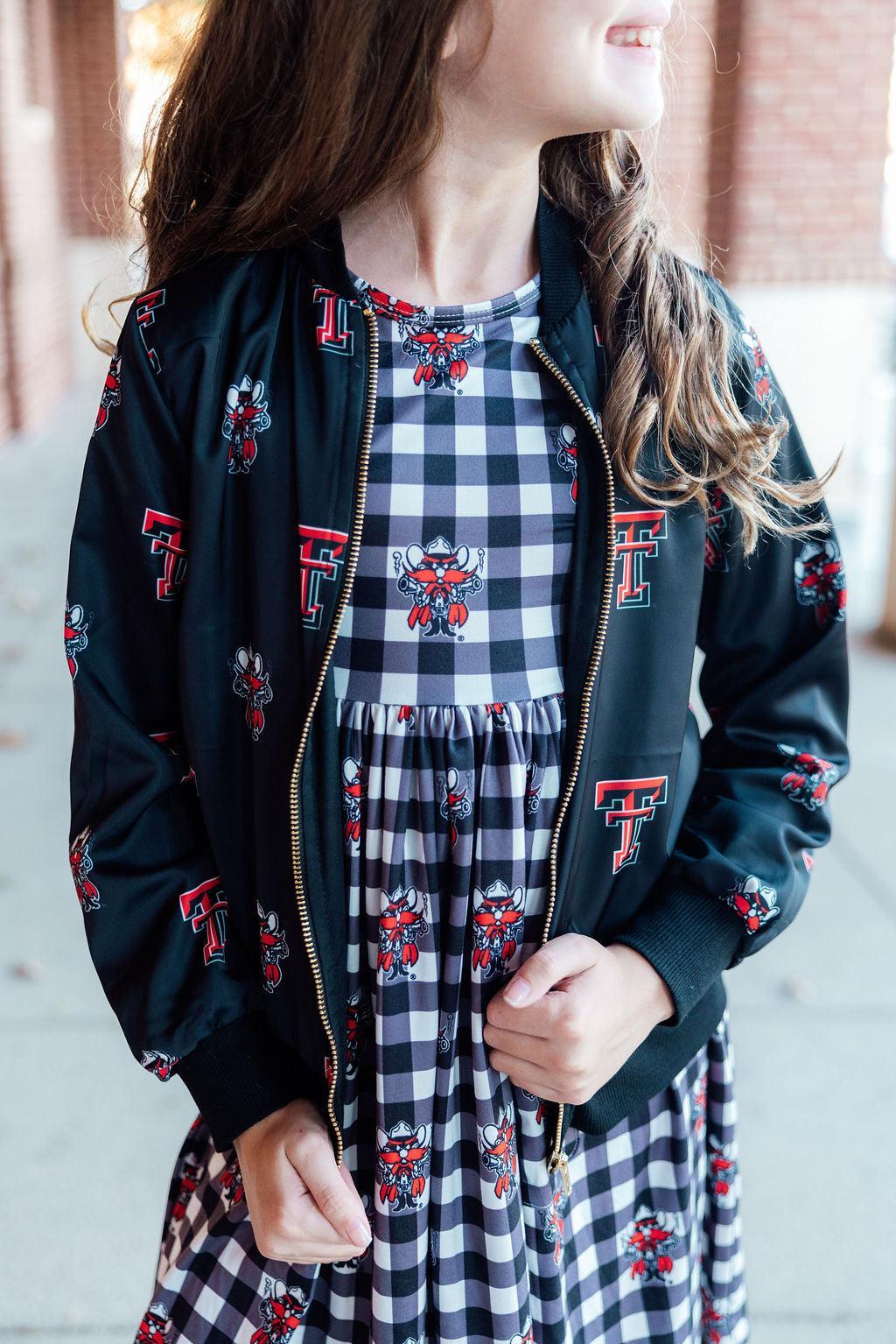 Texas Tech Plaid Raider Red 3/4 Sleeve Pocket Twirl Dress - Image 5