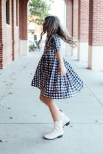 Texas Tech Plaid Raider Red 3/4 Sleeve Pocket Twirl Dress - Image 6