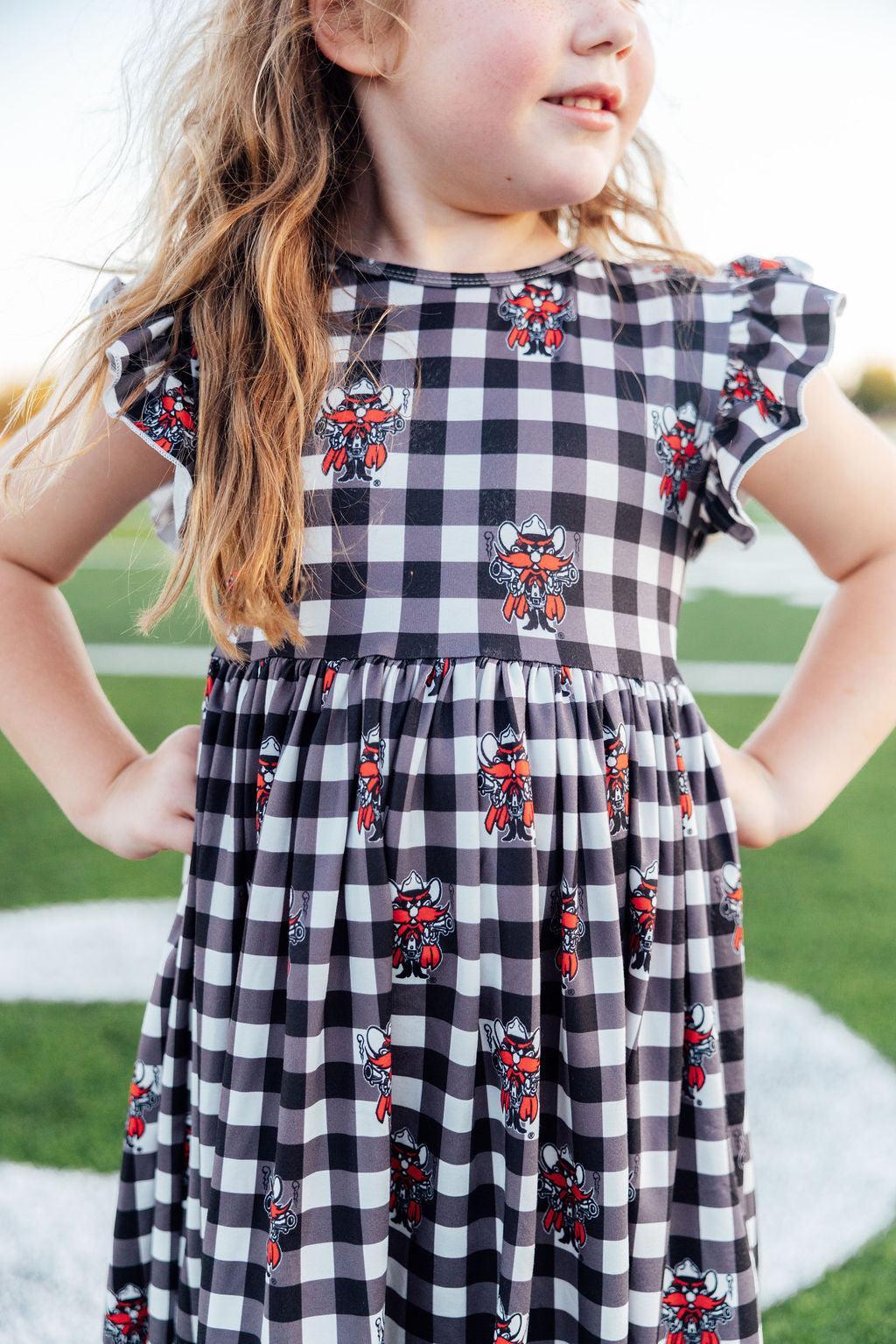 Texas Tech Plaid Raider Red Flutter Twirl Dress - Image 2