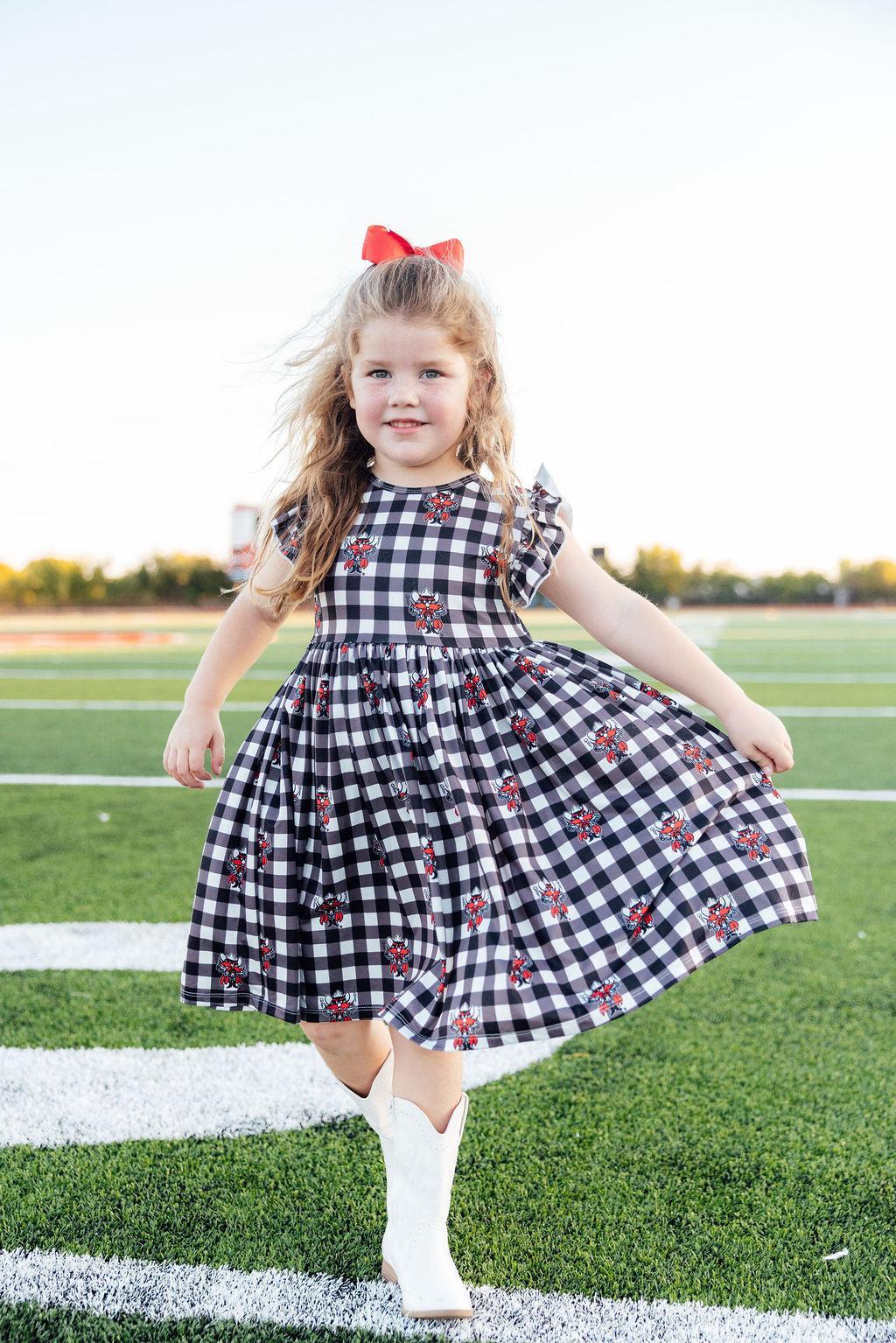 Texas Tech Plaid Raider Red Flutter Twirl Dress - Image 3