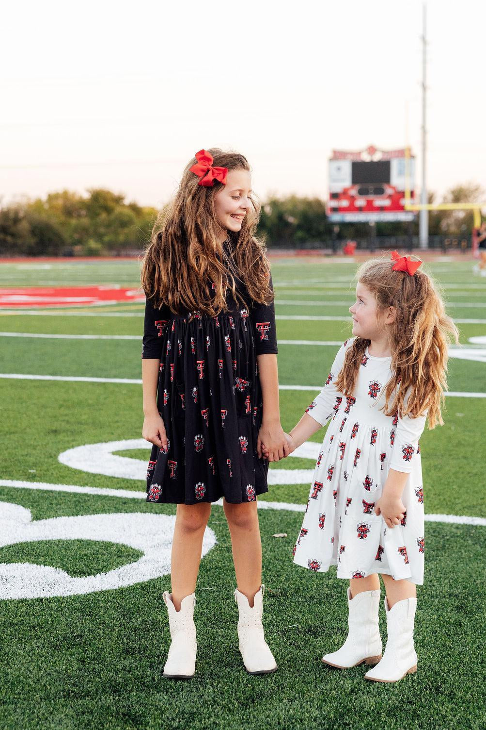Texas Tech White Raider Red 3/4 Sleeve Pocket Twirl Dress - Image 2