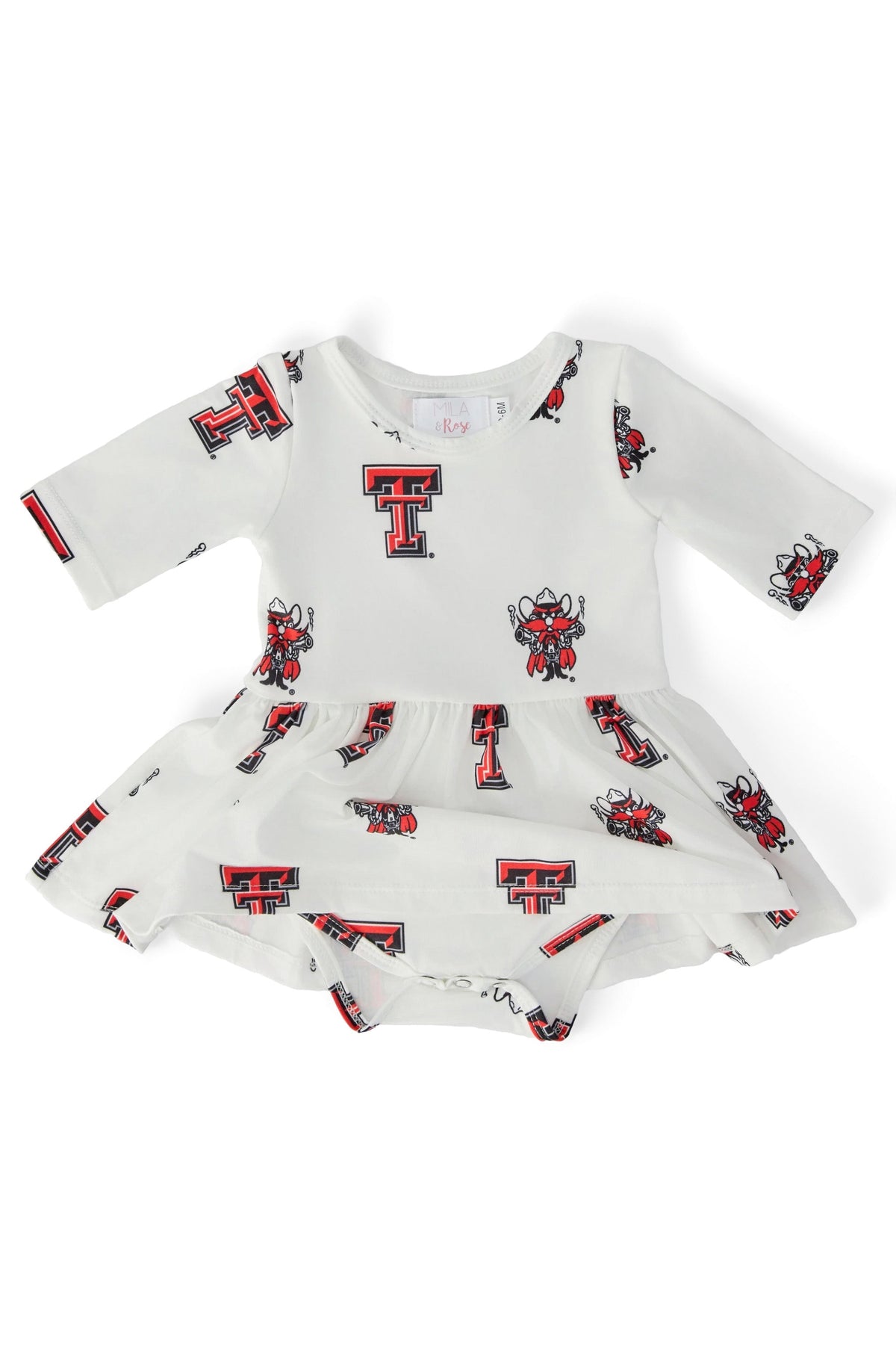 Texas Tech White Raider Red 3/4 Sleeve Twirl Bodysuit - Image 2