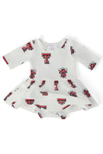 Texas Tech White Raider Red 3/4 Sleeve Twirl Bodysuit - Image 2