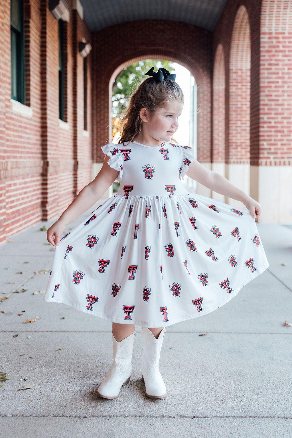 Texas Tech White Raider Red Flutter Twirl Dress - Image 3
