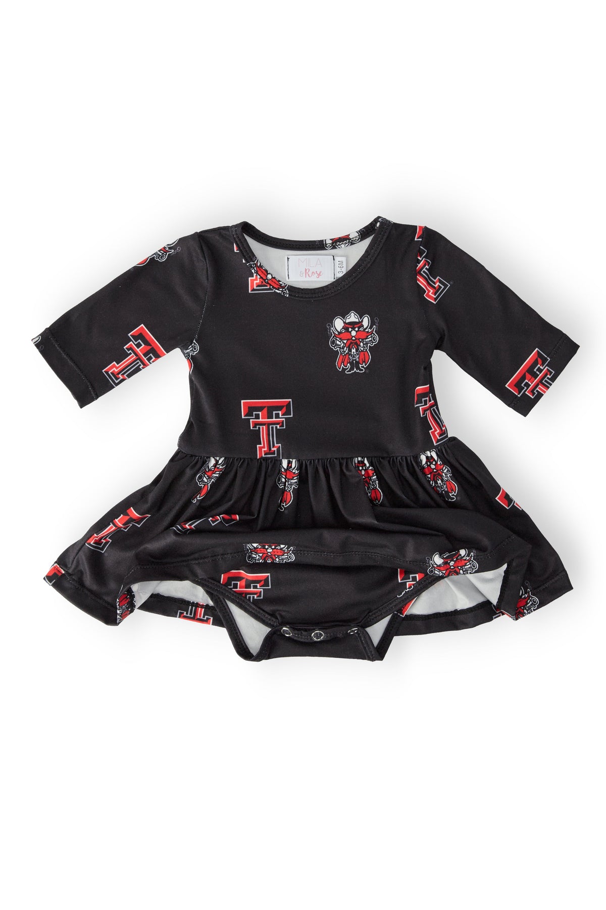 Texas Tech Black Raider Red 3/4 Sleeve Twirl Bodysuit - Image 2