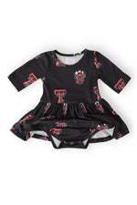 Texas Tech Black Raider Red 3/4 Sleeve Twirl Bodysuit - Image 2